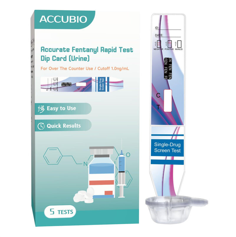 Accurate Fentanyl Single Panel Urine Dip Card, Individually Wrapped, FTY Home Drug Test, Rapid Test Results in 5 Minutes, Highly Sensitive Fentanyl Drug Test kit, 1ng/mL, 5Pack - BeesActive Australia
