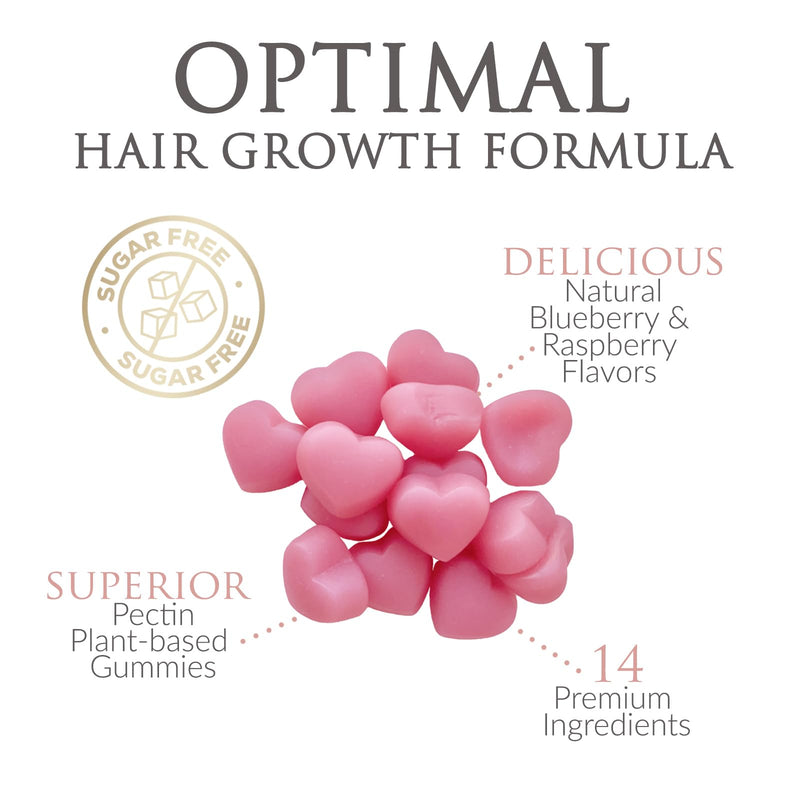 Hair Vitamins Gummies - Sugar Free Hair Growth Support Gummy with Biotin 5000 mcg Per Serving, Vitamin A, B12, C, D, E, Folic Acid - Supports Strong Beautiful Hair and Nails, Vegetarian - 120 Gummies 120 Count (Pack of 1)