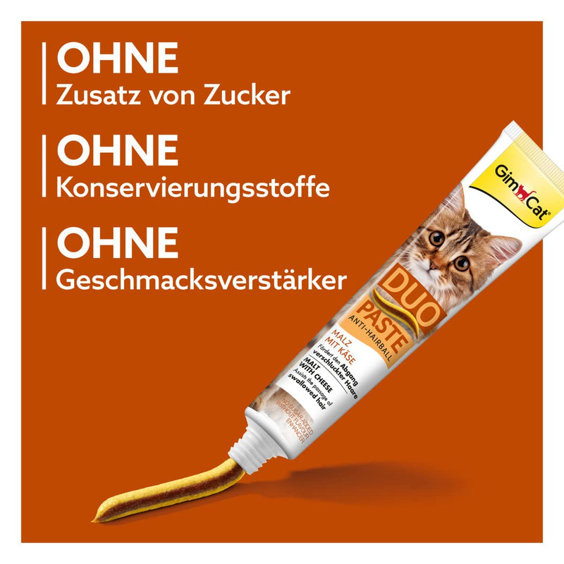 GimCat Duo Paste Anti-Hairball Malt and Cheese - This cat snack promotes the natural passage of ingested hair - 1 tube (1 x 50 g)