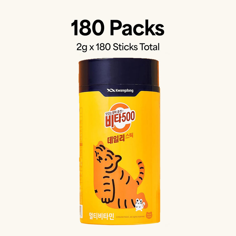 KWANGDONG Vita500 Daily Vitamin C 500mg & B Complex Powder, 180 Stick Packs 0 Ounce (Pack of 180)