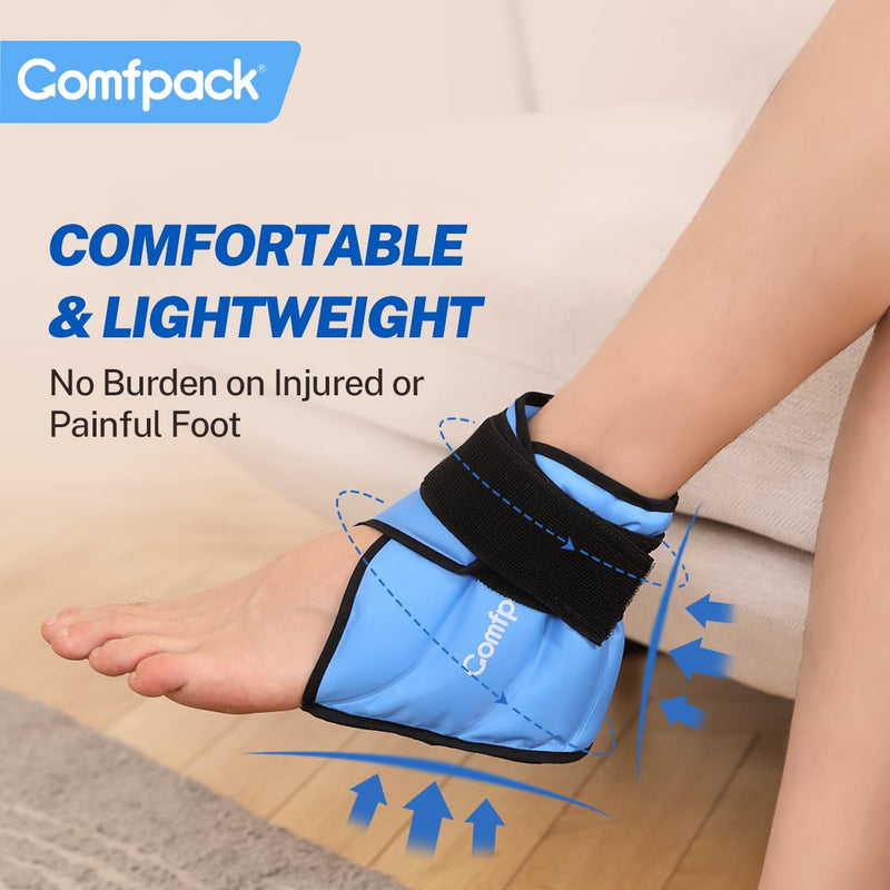 Comfpack Heel Ice Pack Wrap for Plantar Fasciitis Relief, Ankle Ice Pack Wrap for Swelling, FSA Eligible, Reusable Gel Cold Pack for Foot Pain Relief, Achilles Tendonitis, Ankle Sprain, Heel Pain Blue - BeesActive Australia