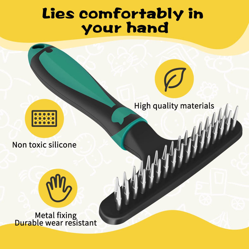 Carpet Restoration, Carpet Rake, Carpet Groomer Rake, Shag Rug Rake, Hair Cleaner Suitable for Rug and Carpet Undercoat Rake Comb, Slicone Handle Deshedding Brush for Dogs (Green) Green - BeesActive Australia