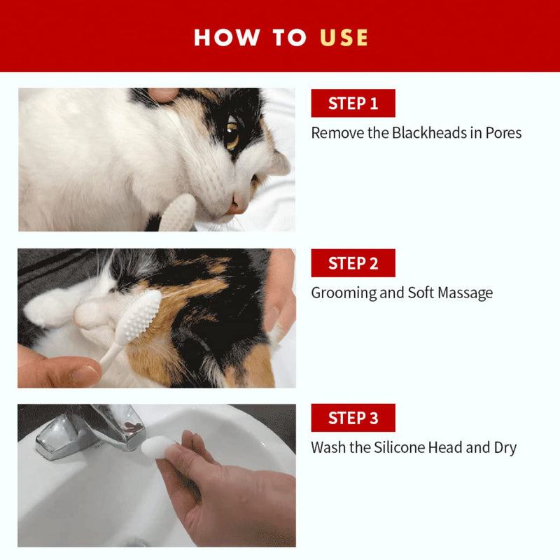 Black Seed Brush - Cat Acne Chin Treatment, Cat Acne Brush, Silicone Brush for Cats Chin Acne & Blackhead Exfoliation, Double-sided Cat Grooming Brush (1PCS) 1 - BeesActive Australia