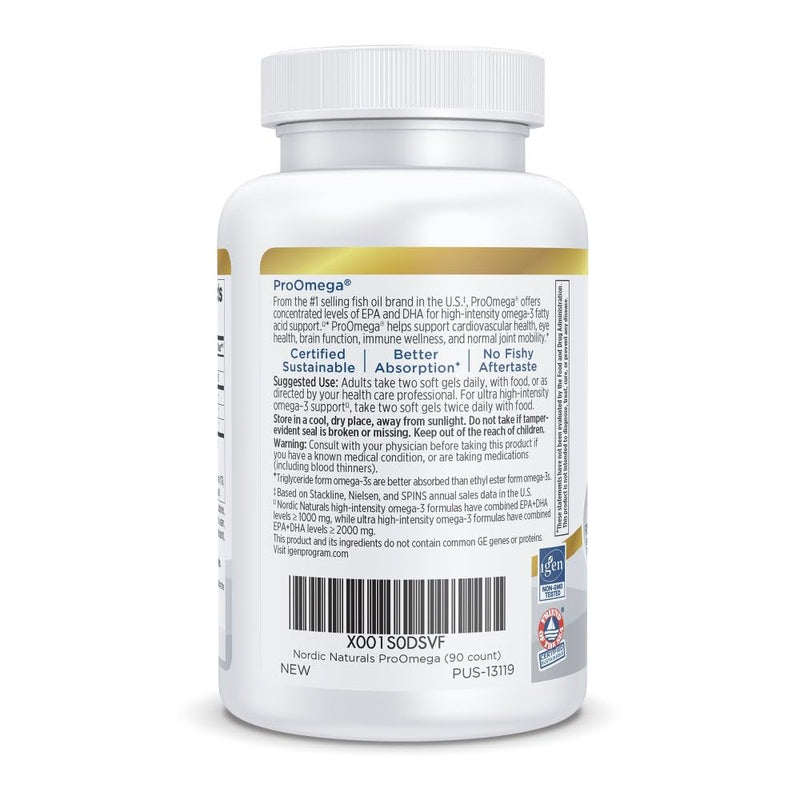 Nordic Naturals ProOmega, 1280 mg Omega-3, High Potency, Lemon, 45 Count | High Potency Fish Oil with EPA & DHA - Promotes Brain, Eye, Heart, & Immune Health - Non-GMO -45 servings 90 Count (Pack of 1)
