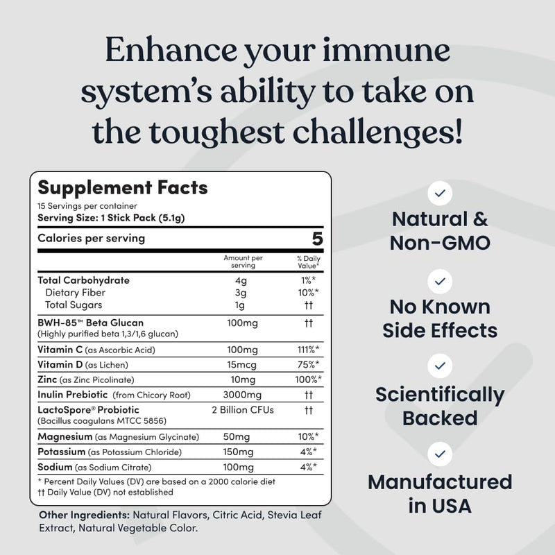 Immune Ready™ Electrolytes Powder Packets – Vitamin C Immune Support Drink Mix with Zinc, D3 & Beta Glucan – Low Sugar Hydration, Delicious Coconut Watermelon Flavor 0.2 Ounce (Pack of 15)