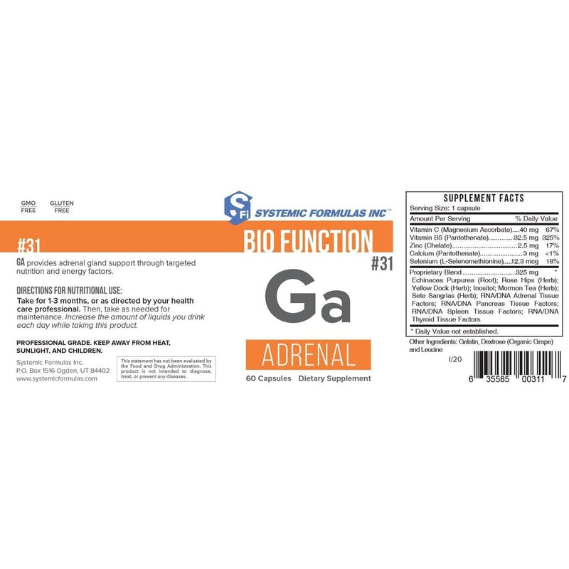 Systemic Formulas: #31 - Ga - Adrenal - BeesActive Australia