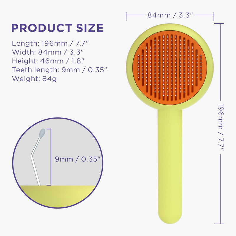 HICC GROOM! Pet Grooming Brush for Cats and Dogs, Self-Cleaning Sliker Brush for Removes Mats, Tangles, and Loose Hair, Shedding Brush for Short or Long Haired Cats/Dogs (Donut) Orange - BeesActive Australia