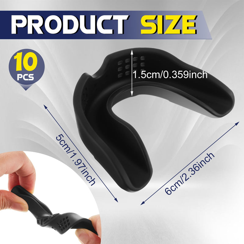 BBTO 10 Pack Sports Mouth Guard, Moldable Breathable Mouthguard with Perforation for Men Women Adult Team Sports(Black) Black - BeesActive Australia
