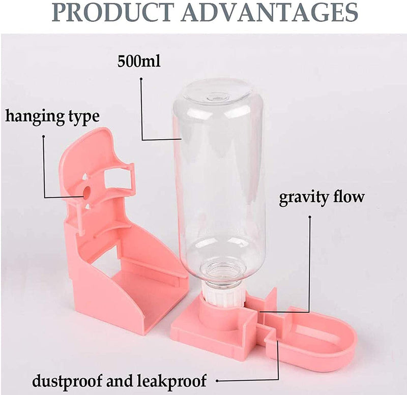 kathson 2PCS Rabbit Water Bottle, 17oz Hanging Water Fountain Automatic Dispenser No Leak WaterFeeder for Bunny Chinchilla Guinea Pig Hedgehog Ferret 500ml White(2PCS) - BeesActive Australia