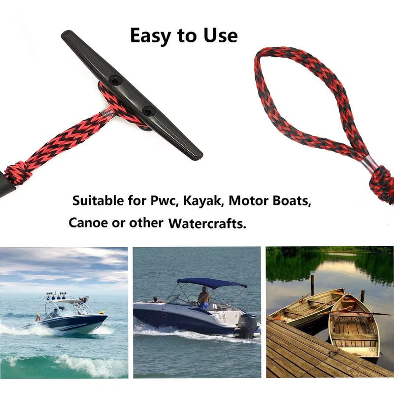 Bungee Dock Lines for Boat Shock Absorb Dock Tie Mooring Rope Boat Accessories 4-5.5 ft,4Pack (Black&Red) Black&Red - BeesActive Australia