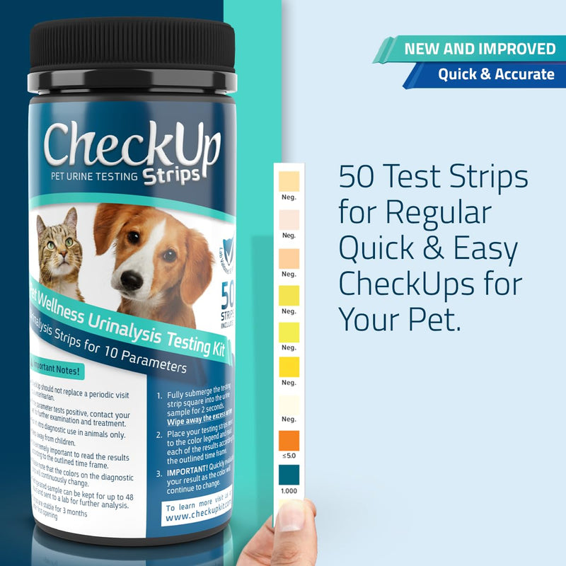 KIT4CAT CheckUp Testing Strips x 50 (10 Parameters Urine Test Strips for Cats & Dogs) 10 Parameters test strips for Cat & Dog