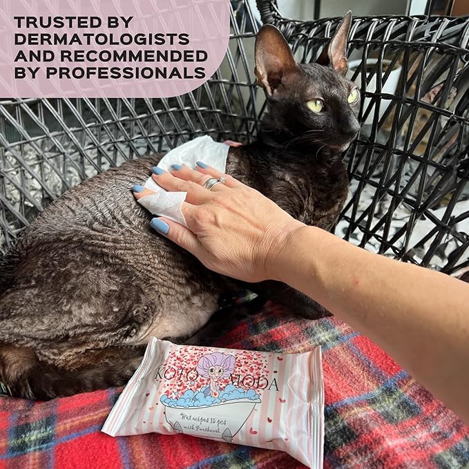 Wet Wipes with Panthenol for Sphynx and Shorthair Cats for Everyday use (3Pack/45Count) - PawsPlanet Australia