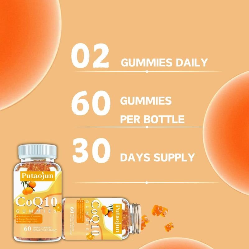 coq10 Gummies | coq10 Gummies for Adults | Orange Flavor | Sugar Free Coenzyme Q10 Vitamins Muscle & Bone Energy | Ultra High Absorption, Cellular Energy, Antioxidant (120 Count (Pack of 2)) 60 Count (Pack of 2)