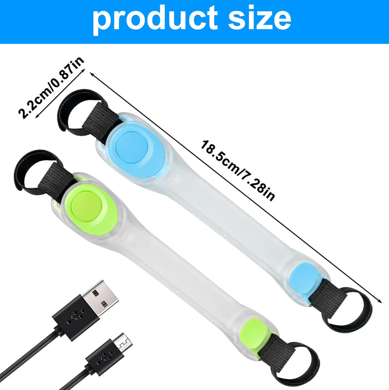 Pack of 2 safety LED light bands for dogs and cats, USB rechargeable safety light collar for dogs, LED light bands for pets with Velcro fastener, easy to attach to collar, leash, harness - BeesActive Australia