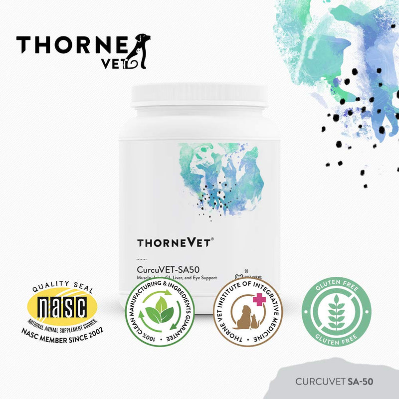 ThorneVet CurcuVET-SA50 – Joint, Muscle, Liver & GI Support for Small Dogs & Cats, 90 Soft Chews - PawsPlanet Australia