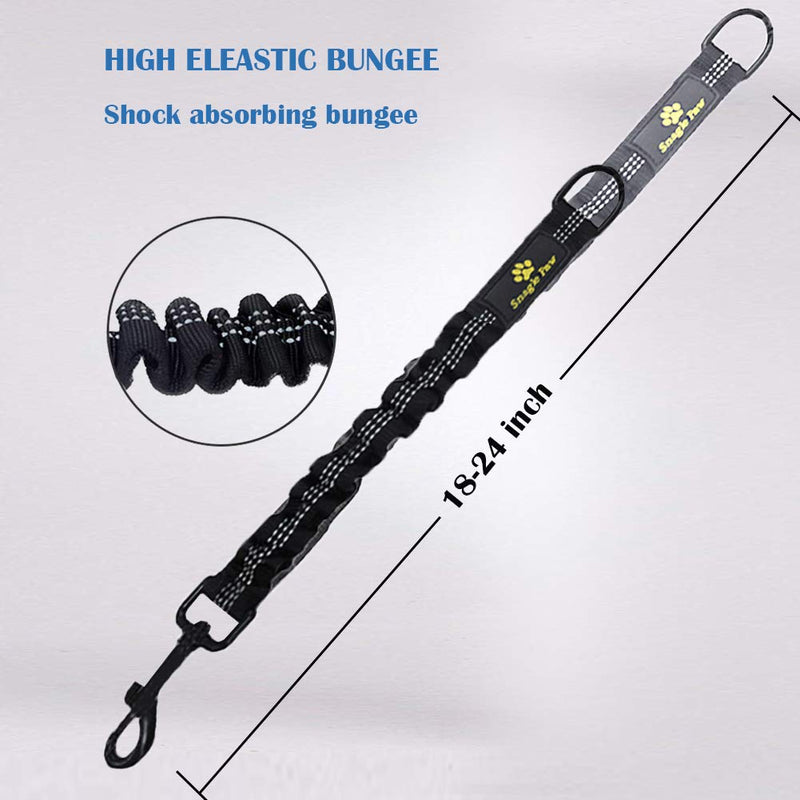Bungee Dog Leash Extension Attachment, 18” Shock Absorbing Lead Extension Absorber, Prevent Injury on Arm and Shoulder & Save Dogs from Getting Hurt, Great for Bicycle, Running, Walking Black