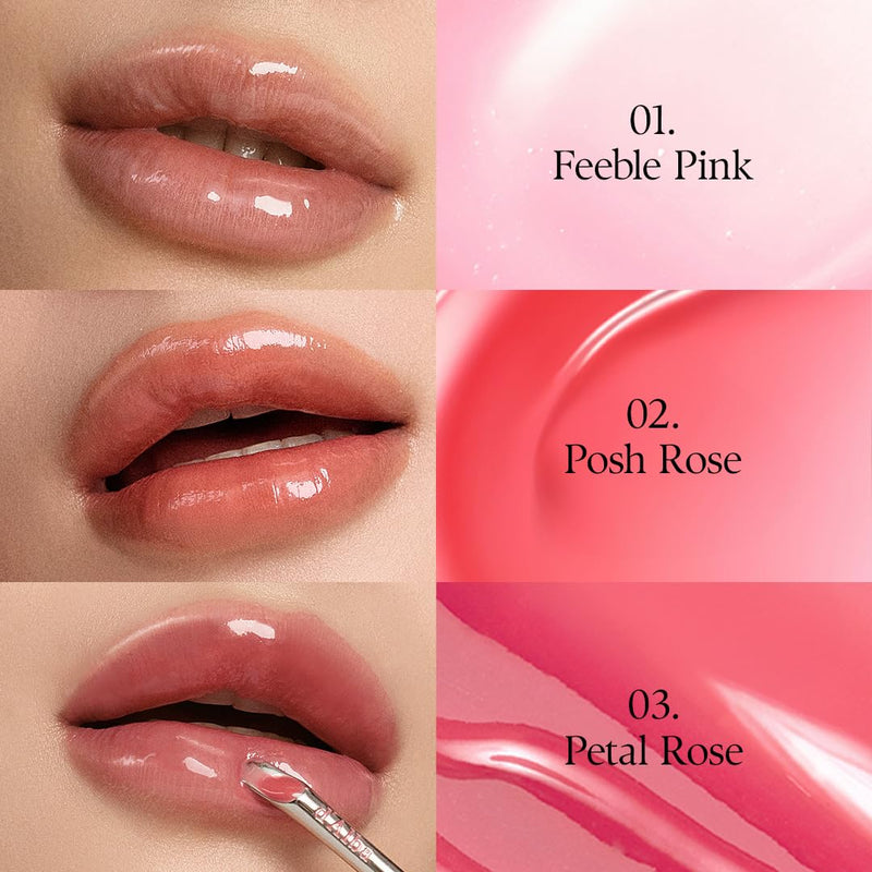 Lip Volumizer 3-Color Gift Set (Feeble Pink, Posh Rose, Petal Rose) , Hydrating Lip Gloss, Fuller Lips, Juicy & Glossy Finish, Vegan Ceramide & Vitamin C & E (0.17 fl oz. x 3)