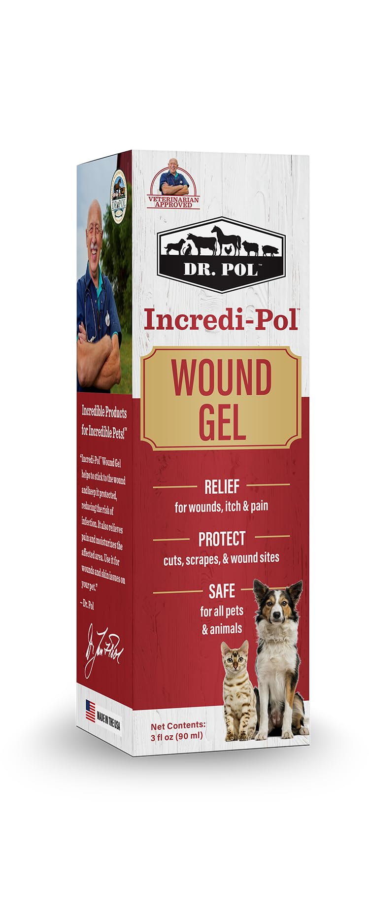 Dr. Pol Incredi-Pol Wound Gel Spray for Dogs, Cats, and All Animals - Dog Wound Care Gel to Relieve Itch and Pain - Protects Wounds, Scrapes, and Incisions - 3 Fluid Ounces - BeesActive Australia