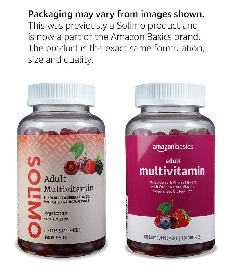 Amazon Basics Adult Multivitamin Gummies, Mixed Berry & Cherry, 150 Gummies, 75-Day Supply, Pack of 1 (Previously Solimo) 150 Count (Pack of 1) - BeesActive Australia