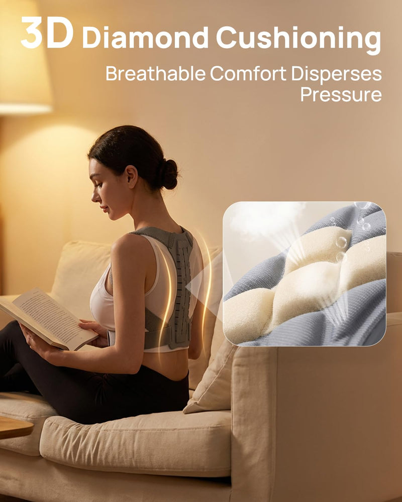 OFIR Upper Back Posture Corrector for Women, After-Work Sofa Reading Support, Twin-Pressure System Back Straightener Posture Brace For Women, 3D Diamond Breathable Cushioning,High-Elastic Straps Small - BeesActive Australia
