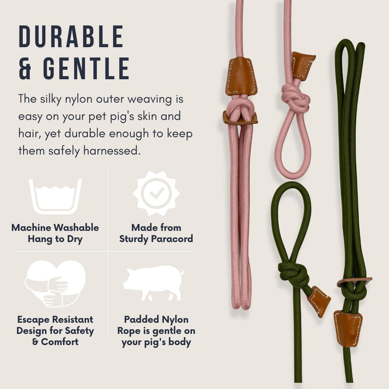 Pig Harness Leash-Fully Adjustable Pig Leash Harness for Small & Medium Pigs-Easy Step in Harness-Infinity Style Pet Pig Leash-Durable & Gentle Mini Pig Harness-Mini Pig Supplies (Small-Mauve Pink) Mauve Pink - BeesActive Australia