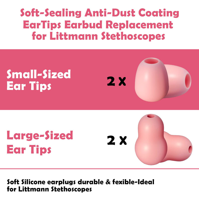 Silicone Ear Tips Earbud Replacement for Littmann Stethoscopes - Comfortable Fit Littman Ear Tips ReplacementÔºåStethoscope Ear Pieces,Cardiology IV Parts & Littmann Stethoscope Parts (pink) pink - BeesActive Australia