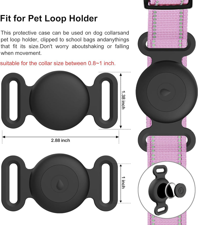 Airtag Dog Collar Holder [2 Pack] Waterproof Dog Airtag Holder, Silicone Ultra-Durable, Lightweight, Full Body Covered Anti-Lost Protective Apple Air Tag Holder for Pet Collar (Black & White) Black & White - BeesActive Australia