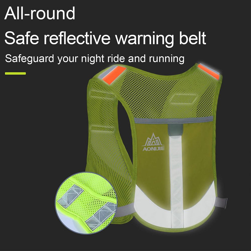 AONIJIE Reflective Running Vest Marathon Running Vest Pack Breathable for Hiking Camping Cycling Race rose red with 2*250ml bottle