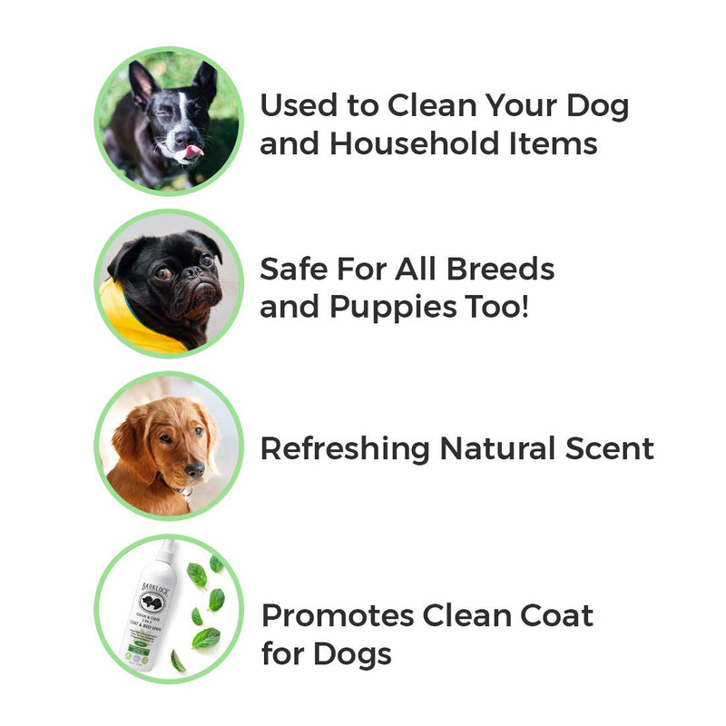 2in1 Dog/Puppy Coat & Bed Spray - Sensitive Skin - Safe - Infused with Essential Oils - Refreshing Naturally Derived Scent - Spray on Pets & Household Items - Made in USA - 16 oz - Mint - PawsPlanet Australia