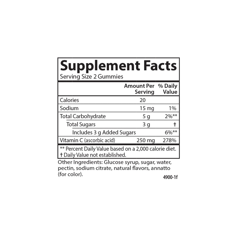 Carlson Vitamin C Gummies, 250 mg, Optimal Wellness, 60 Vegetarian Gummies | Orange; Non-GMO