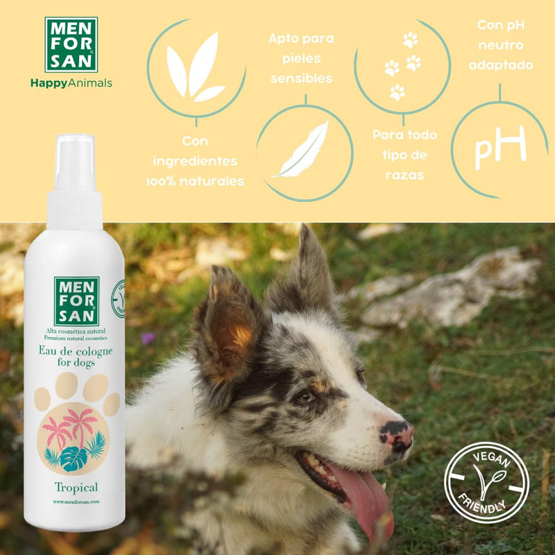 MENFORSAN Eau de Toilette for dogs | Tropical | Intense and refreshing scent | Deodorizing effect | With very mild ingredients that do NOT irritate the skin | With neutral pH value | 125ml - BeesActive Australia
