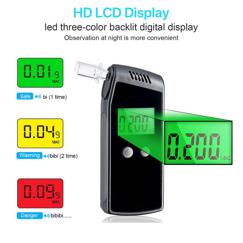 Breathalyzer,Portable Alcohol Tester with USB Rechargeable,Professional-Grade Accuracy Breathalyzer with LCD Digital Display(10 Mouthpieces) - BeesActive Australia