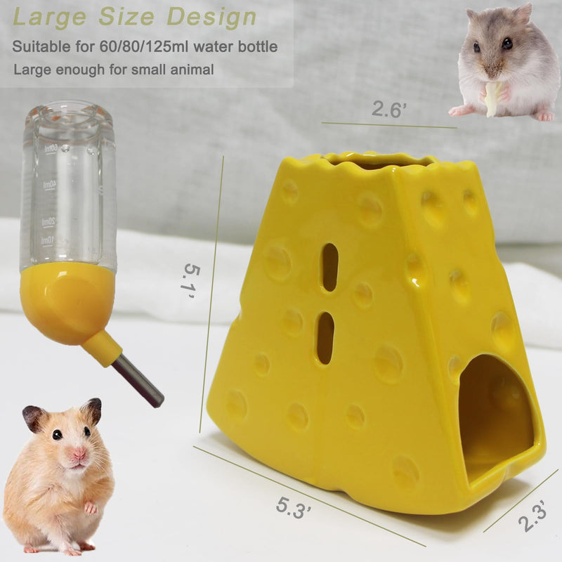 Hamster Water Bottle for Glass Tank, Adjustable Hamster Water Bottle Holder 125ML Syrian Hamster Water Bottle with Widen Bottom Stand Anti-Fall, Ceramic Cheese Water Dispenser for Mice Gerbil - BeesActive Australia