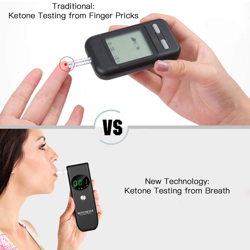 Home Ketosis Breath Analyzer Portable Ketone Breath Testing & Monitoring Professional Breath Ketosis Meter for Ketosis Testing ‚Äì Advanced Breath Ketone Tester with 10 Replaceable Mouthpieces Black
