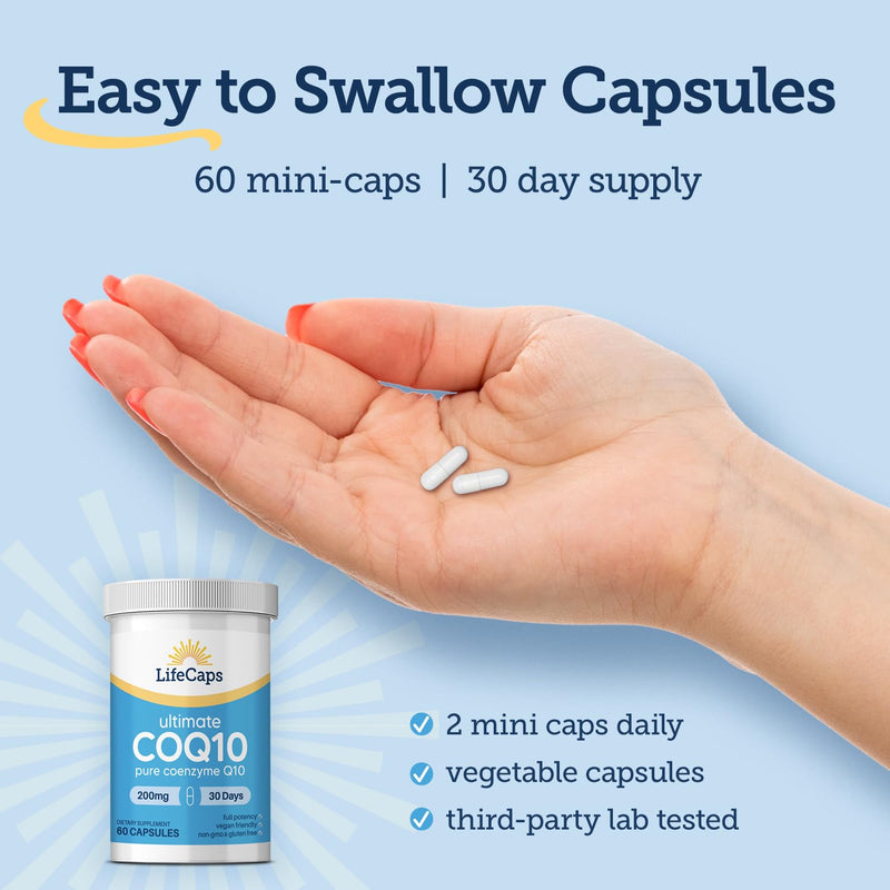 LifeCaps CoQ10 200mg - Ultimate CoQ10 - Ultra High Absorption Q10 Supplements - 60 Count 1