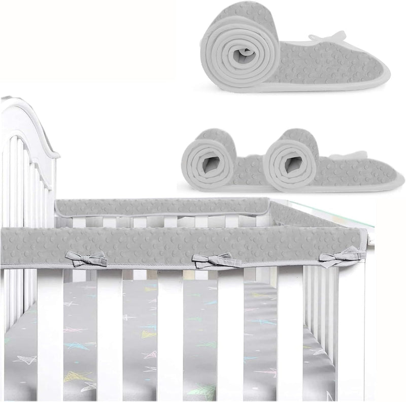 3PC New Mesh Teething Edge&Corner Guard Coverage Straps,Crib Rail Covers for Teething,Long Pieces (1 Length 51 in,width7in,2 Short Pieces (Length 27.5 in,Width 7 in) (Grey Bubble) Grey Bubble - BeesActive Australia