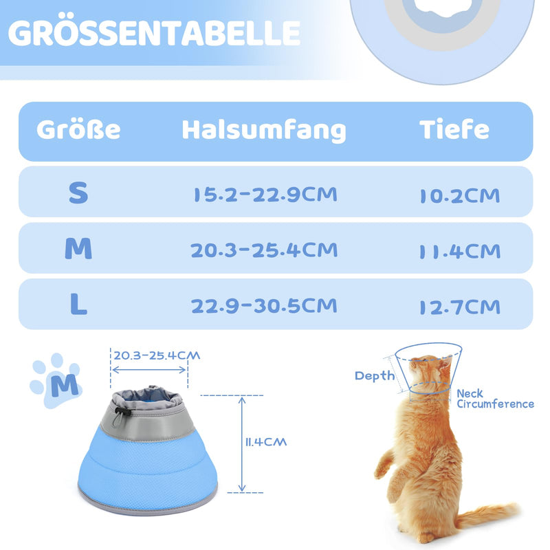 Supet neck collar cat, adjustable neck collar cat collar, recovery collar soft collar cone after surgery and injuries for puppies M (neck circumference: 20.3-25.4 cm) blue - BeesActive Australia