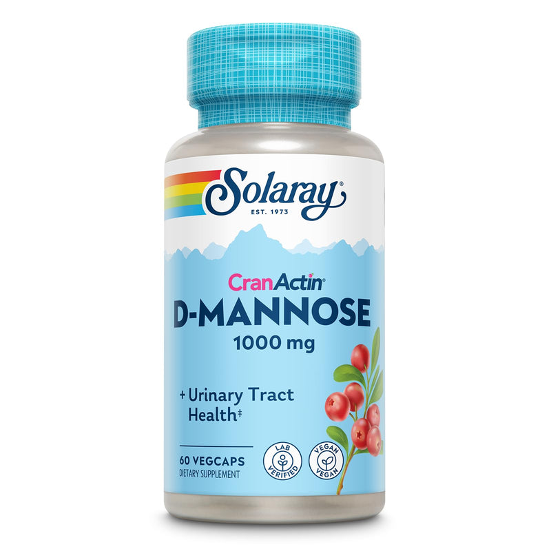 SOLARAY D-Mannose with CranActin Cranberry Supplement 400mg, Urinary Tract Health & Bladder Support Capsules with Vitamin C for Immune Function, Vegan, 60 Day Guarantee, 30 Servings, 60 VegCaps 60 Count (Pack of 1) - BeesActive Australia