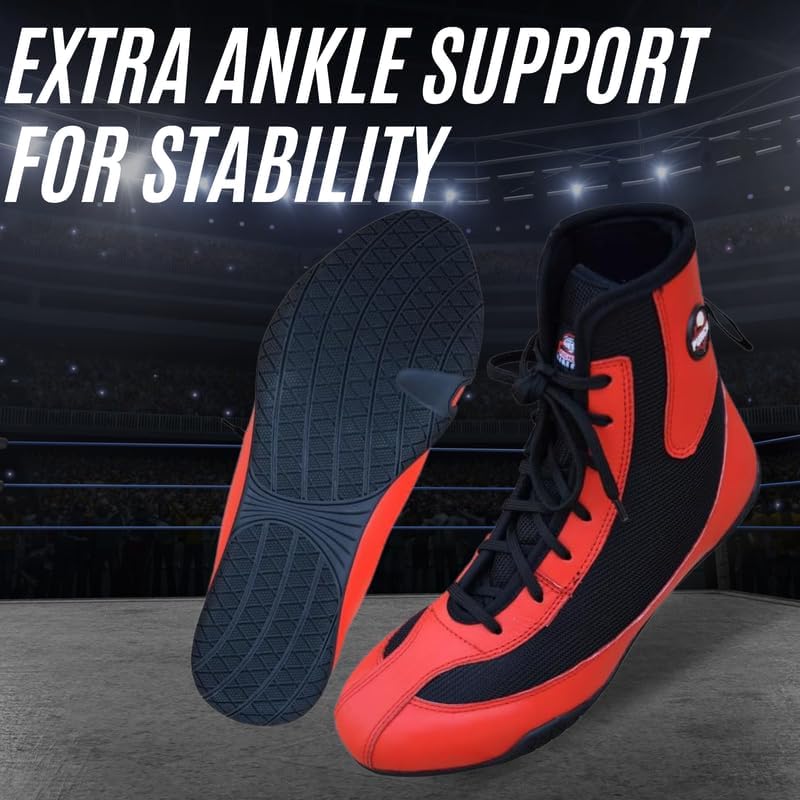 Professional Boxing Shoes for Men, Women 7 Red & Black - BeesActive Australia