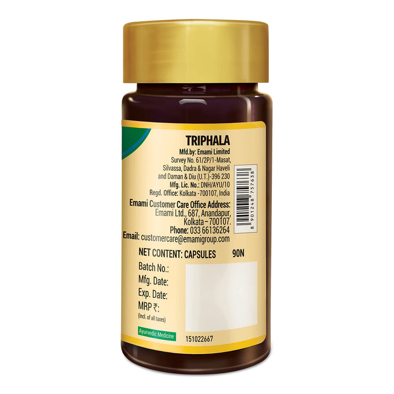 Zandu Triphala Capsules, Supports Bowel Wellness & Healthy Gut, Helps to Boost Immunity & Useful for Digestion, Antioxidant Properties - 90 Veg Capsules - BeesActive Australia