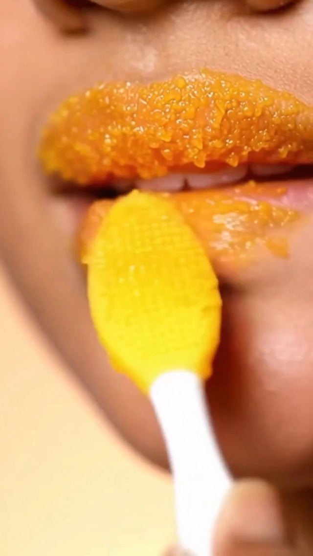Lemon Turmeric Lip Scrub with Brush Set - lip Scrubber Exfoliator for Dark, Dry, Chapped LiPs, Reduce Fine Lines - Hydrating Moisturizing Lip Care for Instantly Smooth, Soft Lips 2.5 Ounce (Pack of 2)