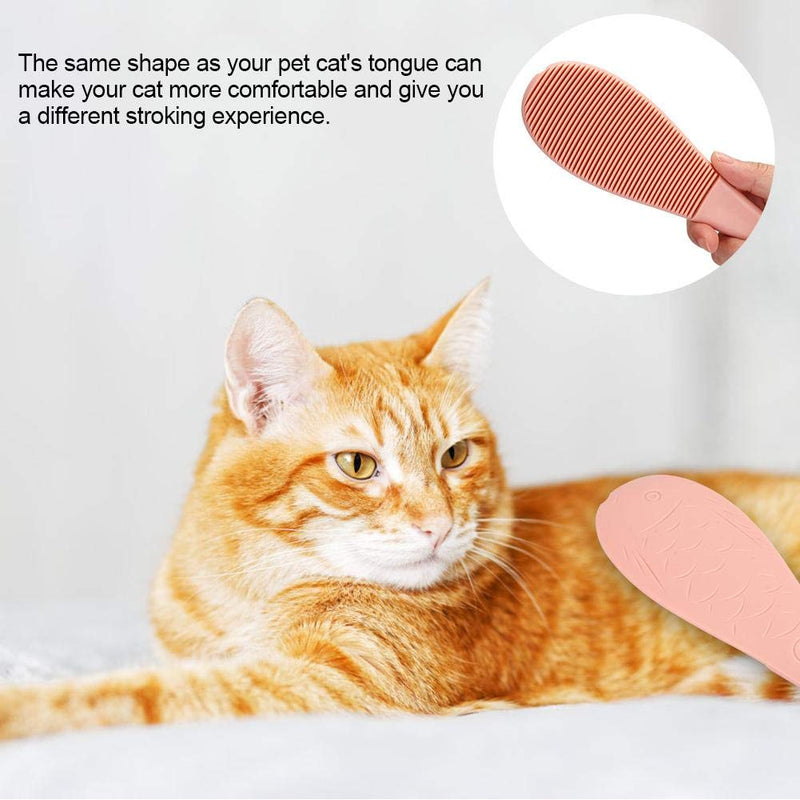 Cat Comb, Cat Tongue Textured Grooming Brush Fish Shape Cat Massage Comb Simulated Cat Tongue Brush Groomer Hair Care Tools for Dogs and Cats() Combs Pink - BeesActive Australia