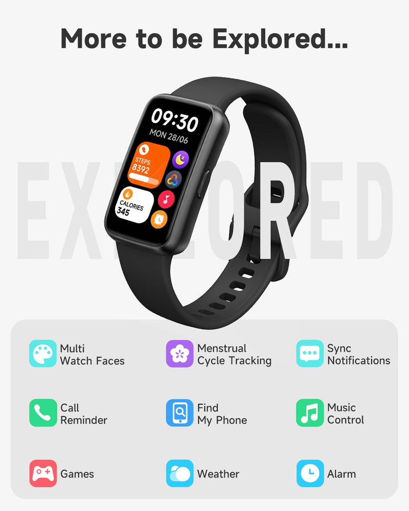 TOOBUR Fitness Tracker Watch, NO APP NO Phone Required, 3ATM Waterproof, Heart Rate/Body Energy/Sleep Monitor, 100 Sports Modes, Step Counter Pedometer Watch, Activity Tracker for Men Women, Black - BeesActive Australia