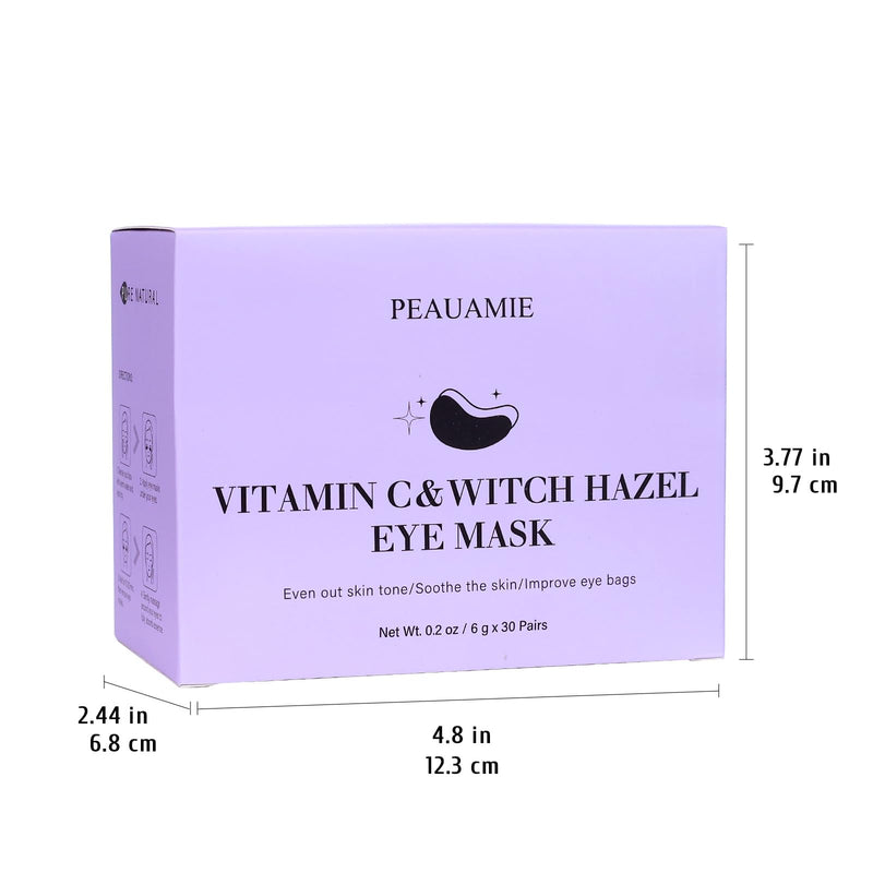 PEAUAMIE Under Eye Patches with Vitamin C and Witch Hazel Eye Mask for Dark Circles and Puffiness,Face Mask Skin Care Products 30 Pairs Purple