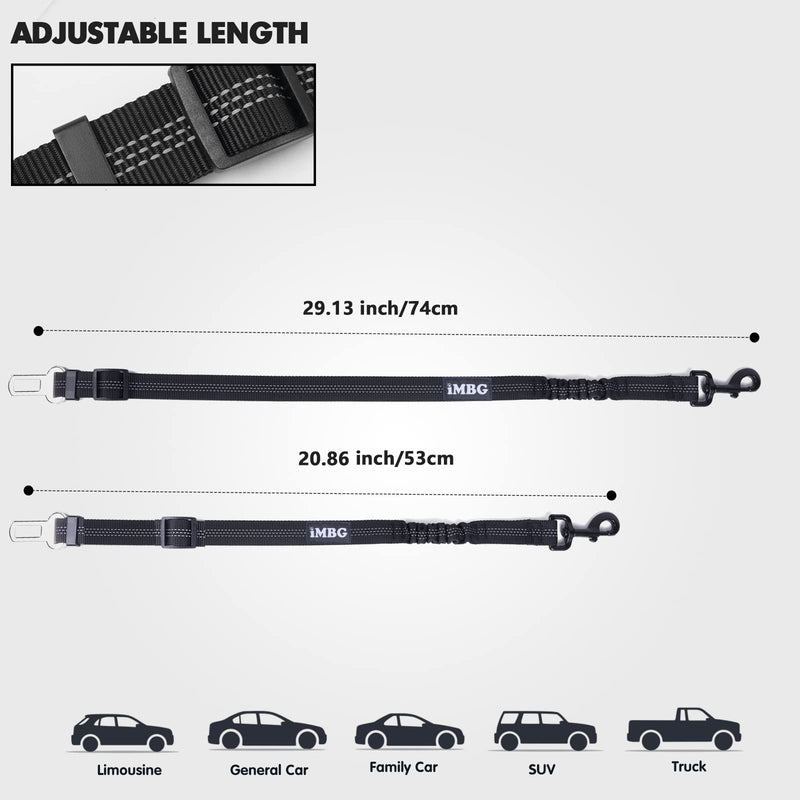 Dog Seat Belts for Car, Adjustable Nylon Restraint Car Seat Belt for Dog, Strong Dog Car Safety Harness with Elastic Bungee Buffer, 360 Degree Swivel Attach Won't Twist Black -1 Pack - BeesActive Australia