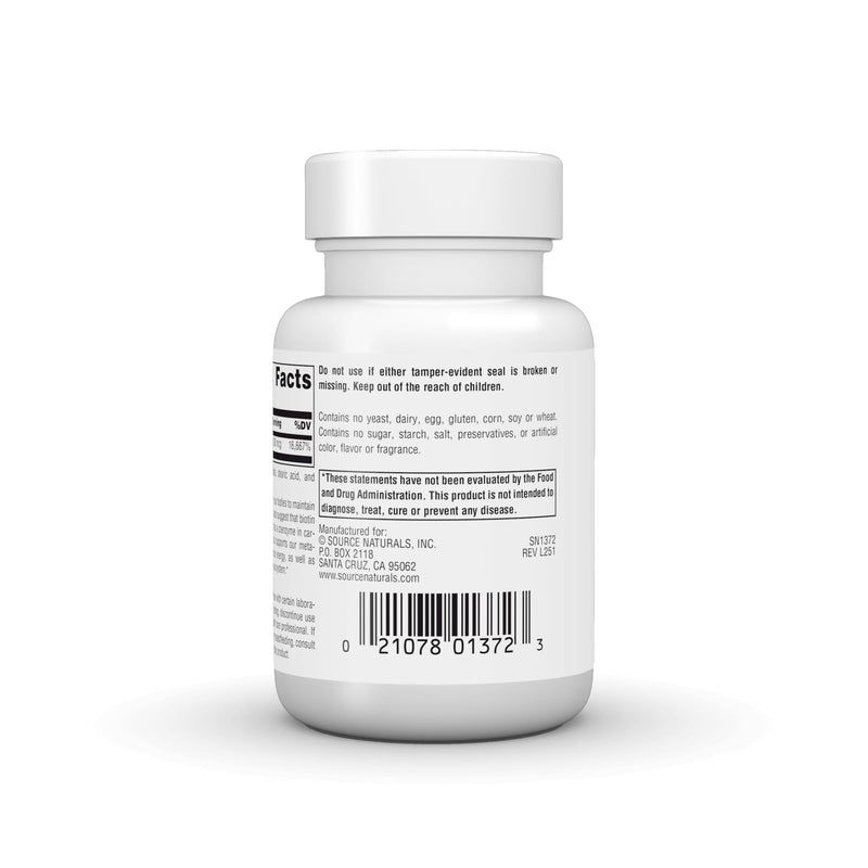 Source Naturals Biotin, 5,000 MCG - 60 Vegan Tablets | Hair, Skin and Nail Support*