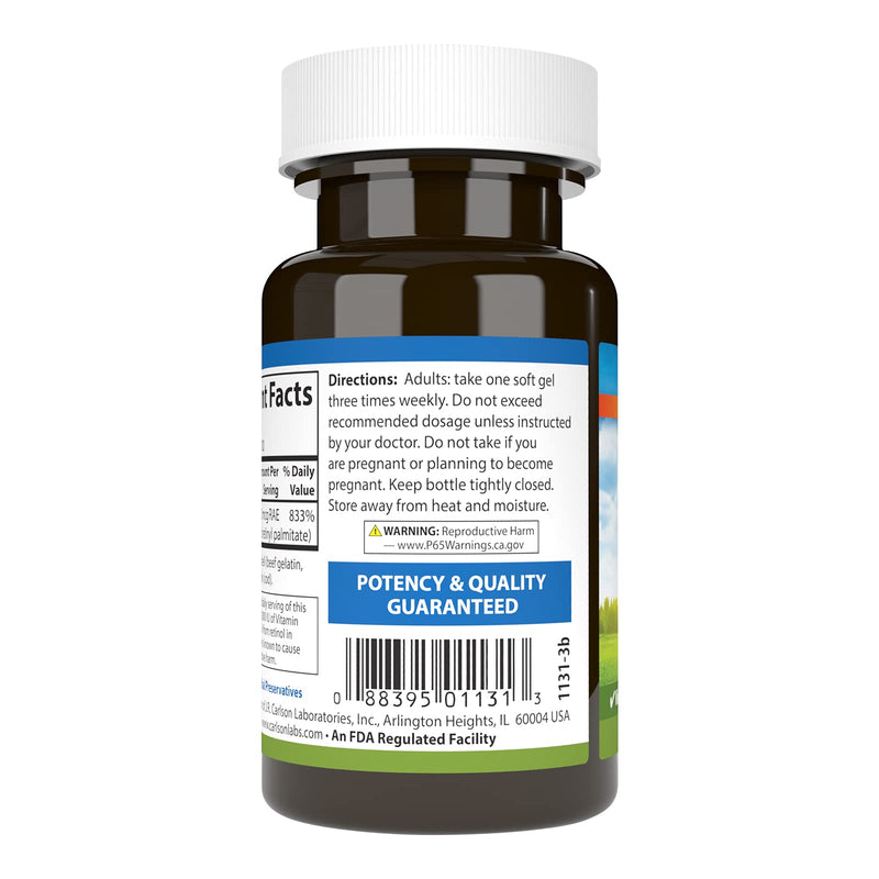 Carlson - Vitamin A, 25000 IU (7500 mcg RAE), Vision & Skin Health, Immune Function, 100 soft gels 100 Count (Pack of 1) - BeesActive Australia