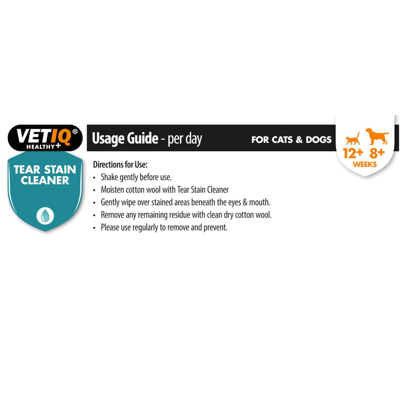 VETIQ Tear Stain Remover For Cats 3+ Months & Dogs 2+ Months, Safe & Gentle Solution to Remove Stubborn Tears & Saliva Stains Around Eyes & Mouth, 100 ml (Pack of 1) Tear Stain remover 100ml