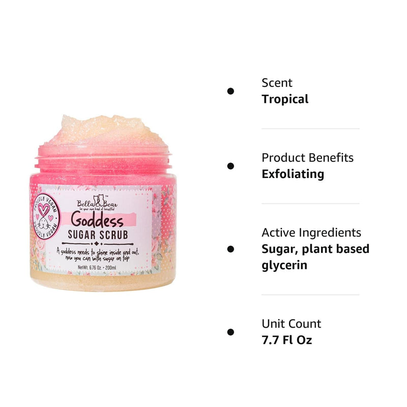 Bella and Bear Goddess Sugar Scrub, No Parabens, New Fragrance, Cruelty-Free, Vegan-Friendly Exfoliating, 6.7oz 6.76 Ounce (Pack of 1) - BeesActive Australia