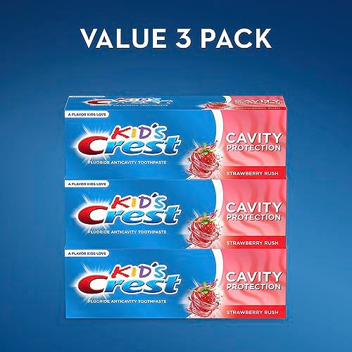 Crest Kid's Cavity Protection Fluoride Toothpaste, Strawberry Rush, 4.2 Ounce (Pack of 3) 4.2 Ounce (Pack of 3) Strawberry Toothpaste